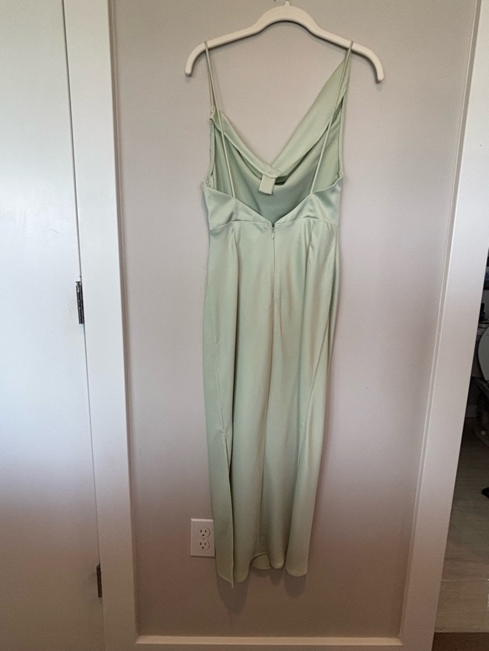 BHLDN Pale Mint Satin Cowl Slip Maxi Dress - Picture 2 of 6